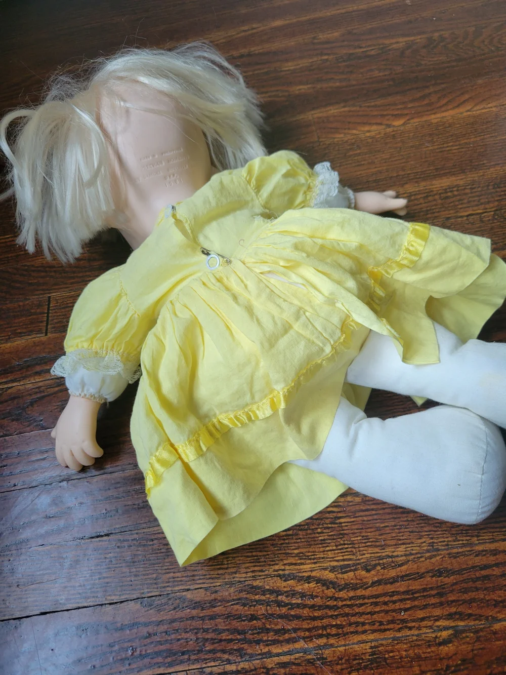 Precious Moments Collectible Vintage Doll. 1991 Soft Body Yellow Dress